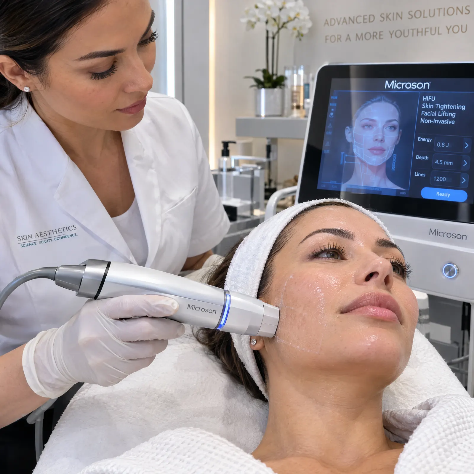 Lifting facial nechirurgical cu ultrasunete HIFU Microson Pen