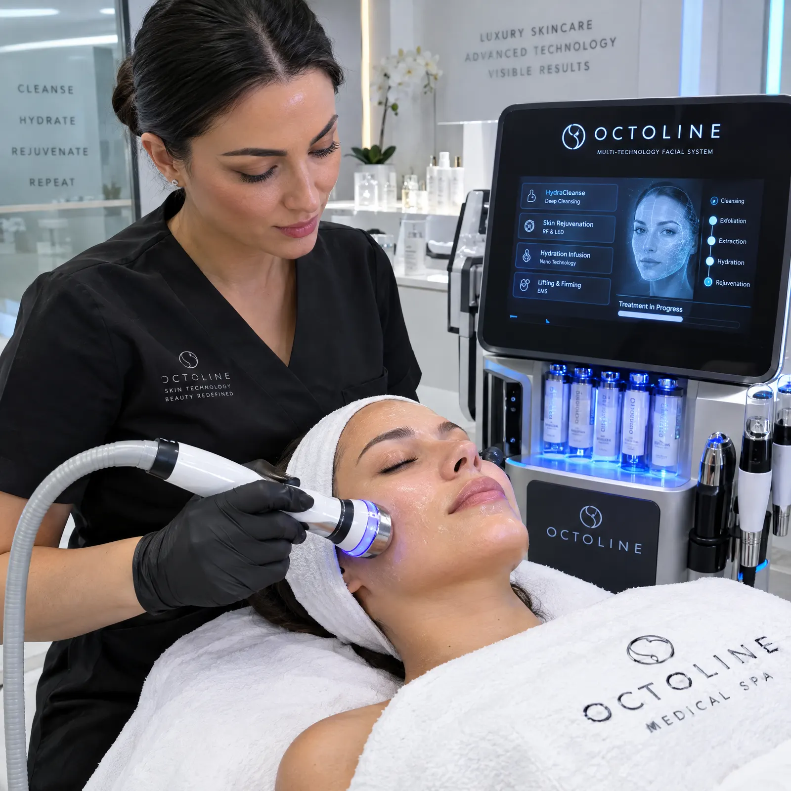 Tratament facial Octoline pentru curățare și hidratare profundă